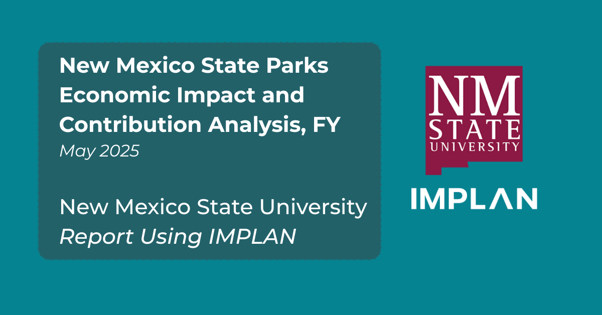 NMSU Economic impact report of NM State Parks report title card - reports using IMPLAN